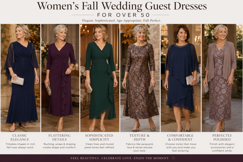 women's fall wedding guest dresses for over 50