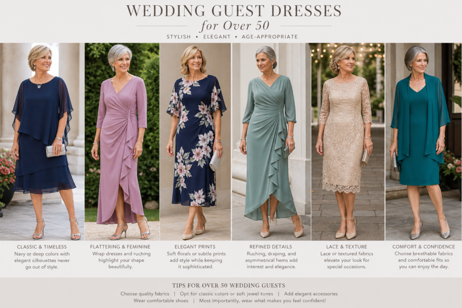 dresses for wedding guest over 50