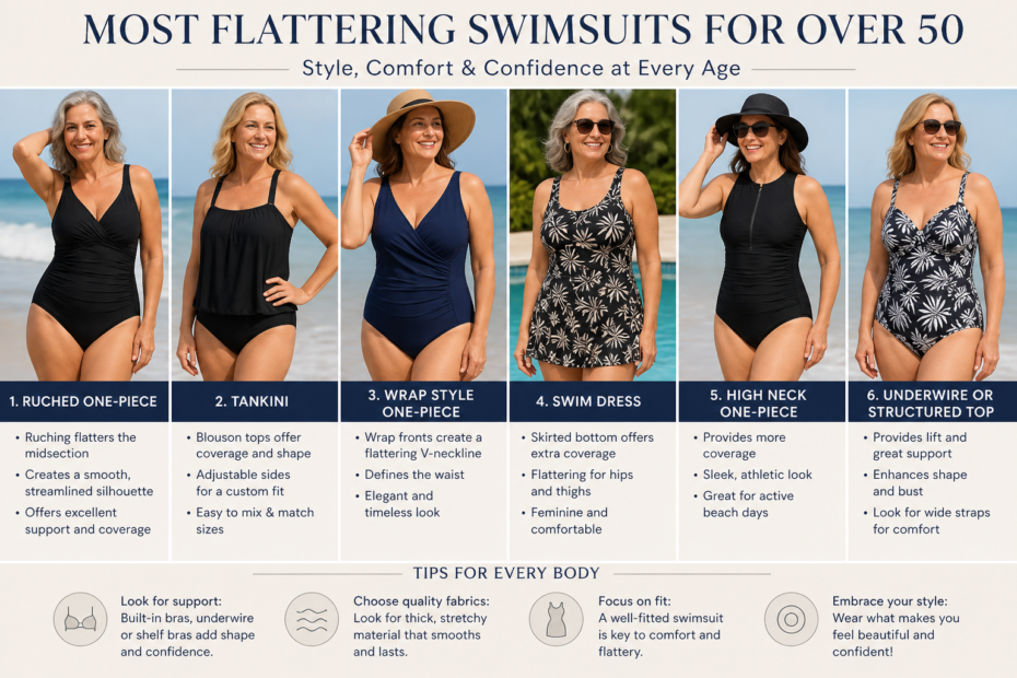 most flattering swimsuits for over 50