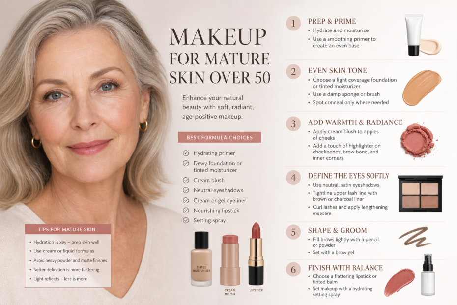 makeup for mature skin over 50