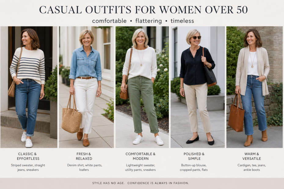 casual outfit for women over 50