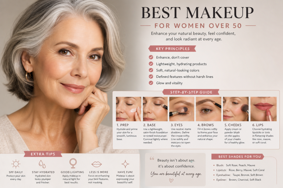 best makeup for over 50 women