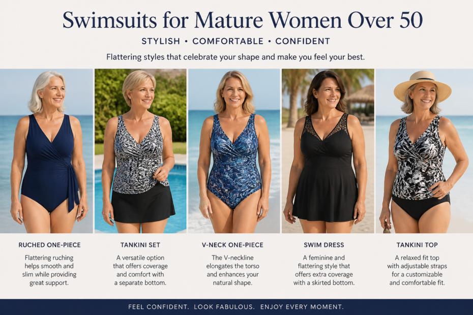 swimsuits for mature women over 50